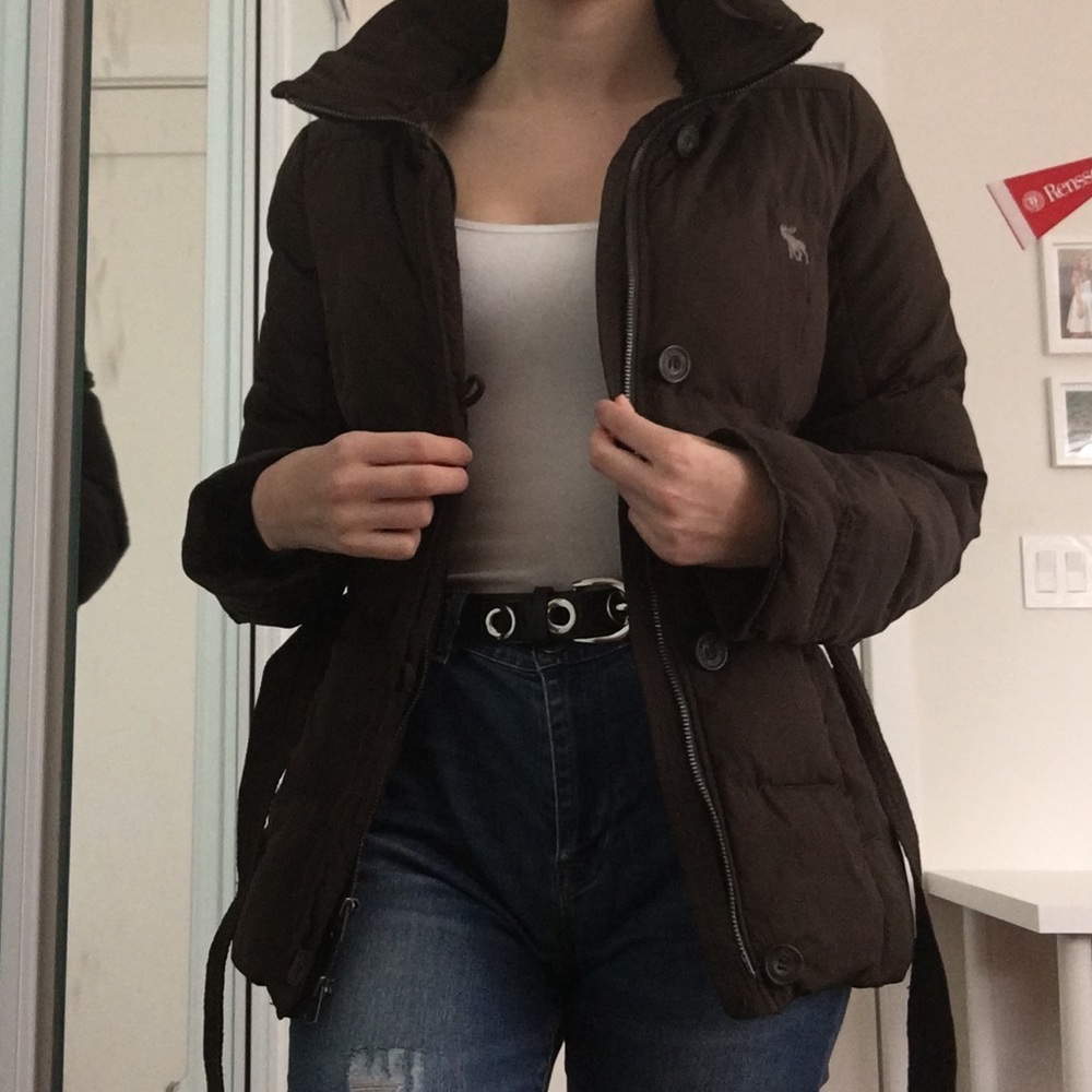 Brown Abercrombie & Fitch Puffer Jacket